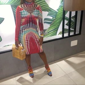 Long Sleeve Rainbow MIDI Dress